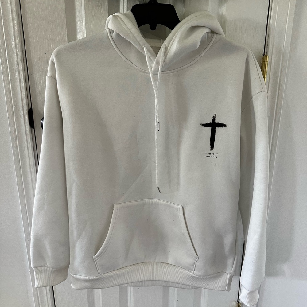 SHEIN White Hoodie with Black Cross